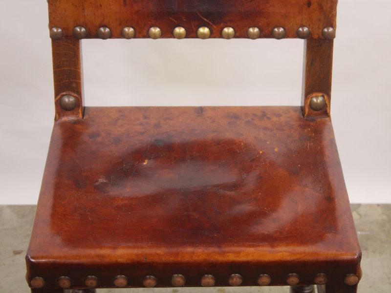 3 Antieke stoelen (hout + leder)